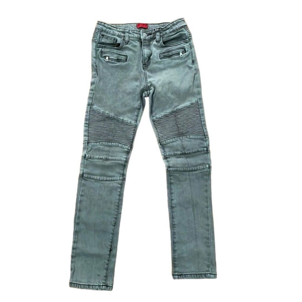 Haus of Jr Grey TJ Biker Moto Denim Jeans Boys size 14